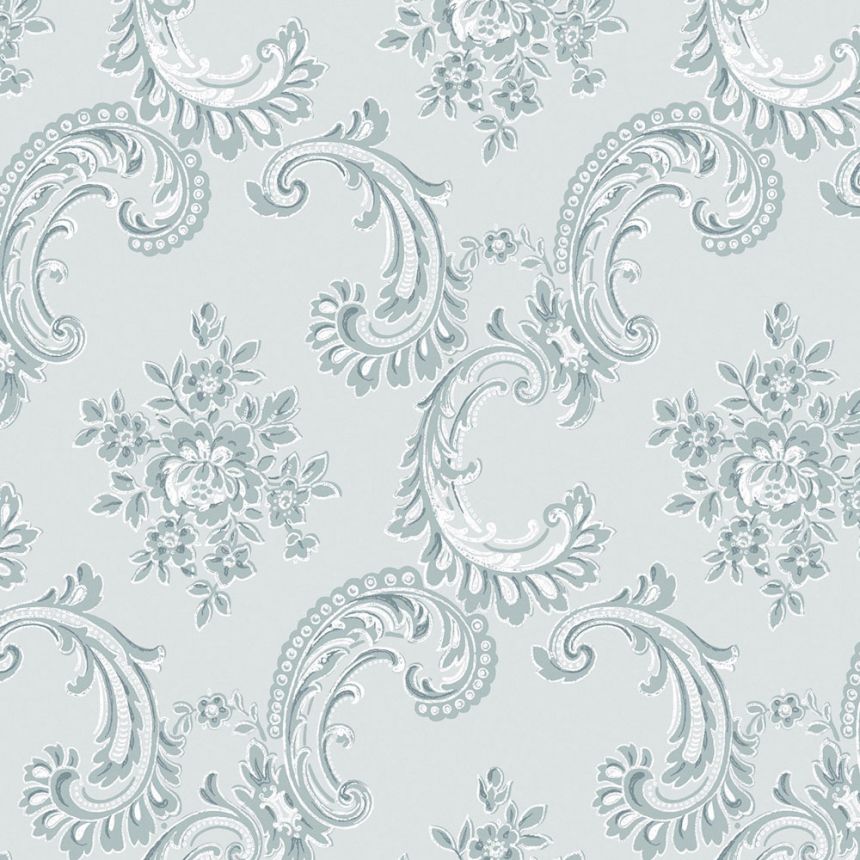 Tapeta, modrá, zámocká, ornamenty, 125114, Shabby Chic by Rachel Ashwell