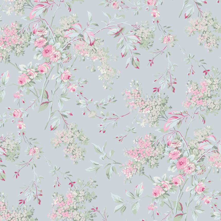 Tapeta, modrá, kvety, 125123, Shabby Chic by Rachel Ashwell