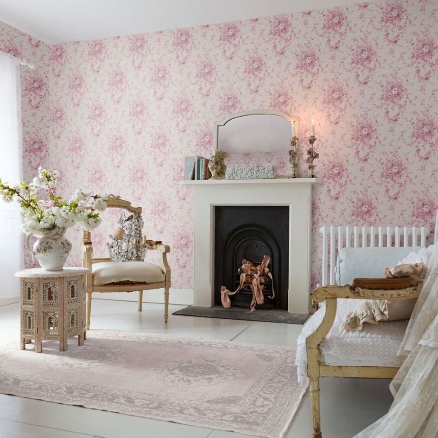 Tapeta, ružová, kvety, 125126, Shabby Chic by Rachel Ashwell