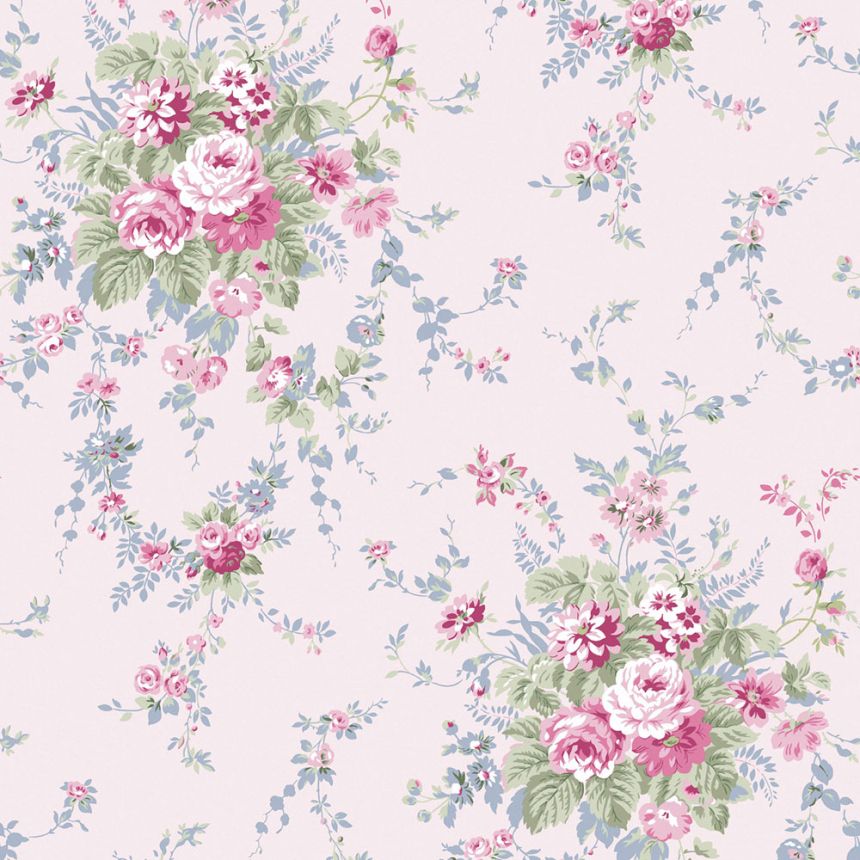 Tapeta, ružová, kvety, 125127, Shabby Chic by Rachel Ashwell