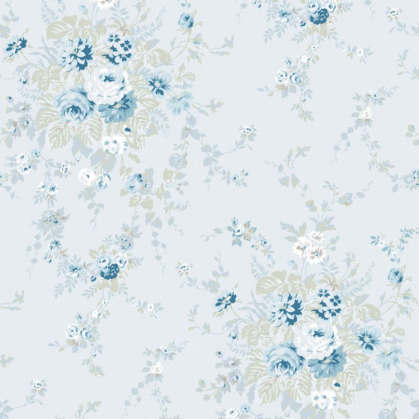 Tapeta, modrá, kvety, 125128, Shabby Chic by Rachel Ashwell