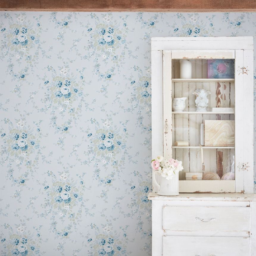 Tapeta, modrá, kvety, 125128, Shabby Chic by Rachel Ashwell