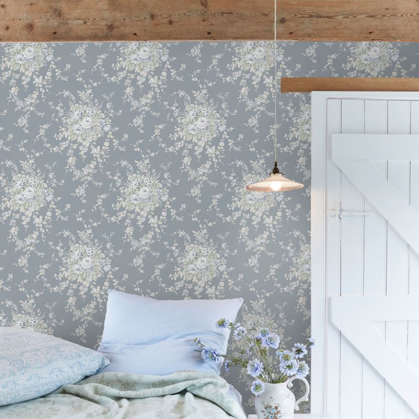 Tapeta, sivá, kvety, 125129, Shabby Chic by Rachel Ashwell
