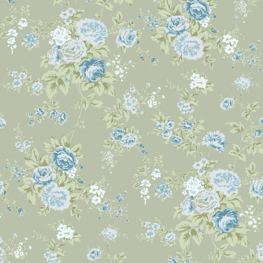 Tapeta, zelená, kvety, 125131, Shabby Chic by Rachel Ashwell