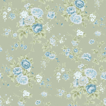 Tapeta, zelená, kvety, 125131, Shabby Chic by Rachel Ashwell