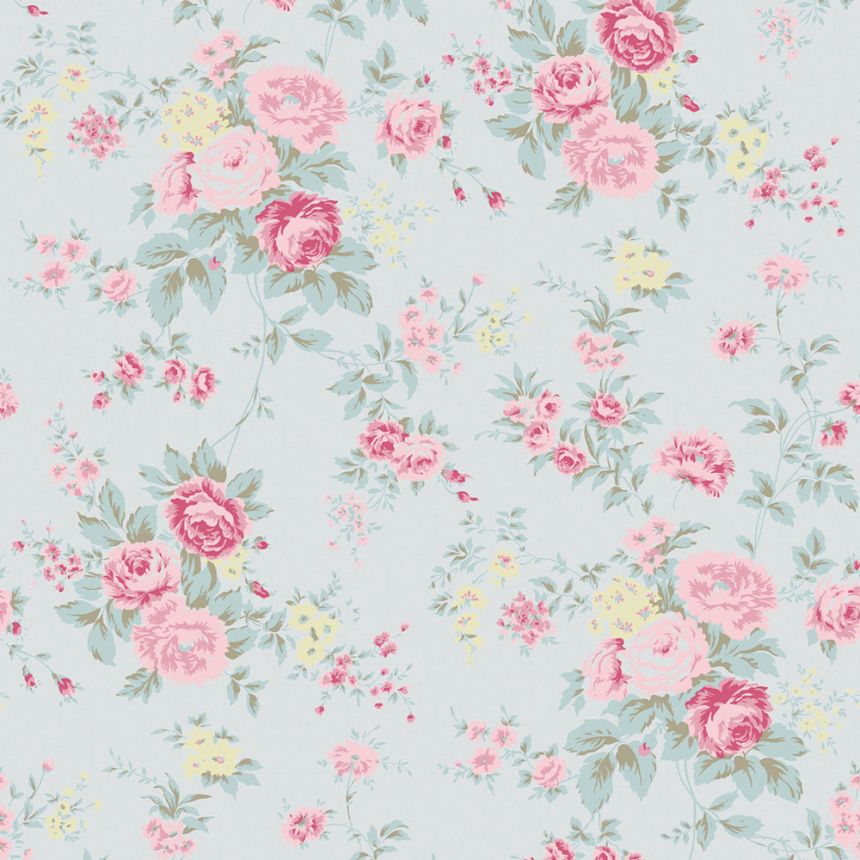Tapeta, modrá, kvety, 125133, Shabby Chic by Rachel Ashwell