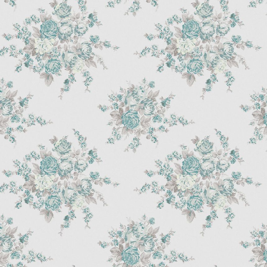 Tapeta, sivo-zelená, kvety, 125134, Shabby Chic by Rachel Ashwell