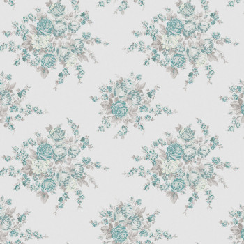 Tapeta, sivo-zelená, kvety, 125134, Shabby Chic by Rachel Ashwell