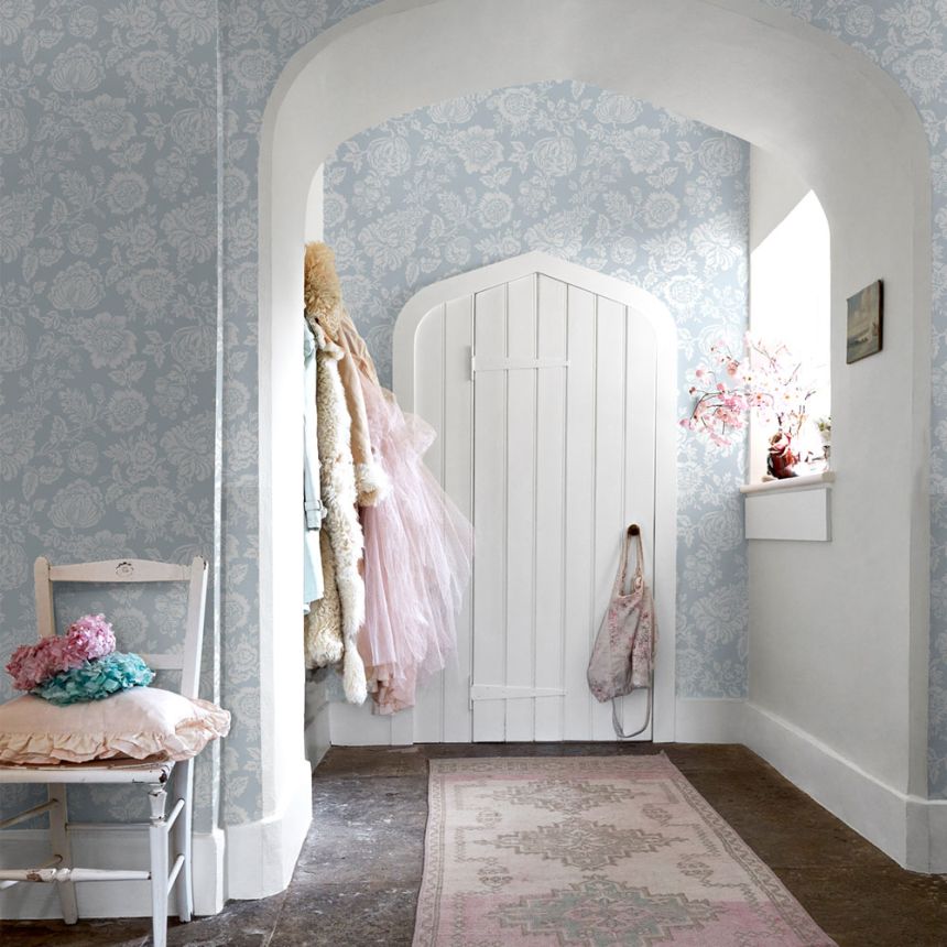 Tapeta, modrá, kvety, 125141, Shabby Chic by Rachel Ashwell