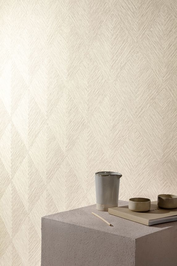 Tapeta, krémovo-béžová, geometrická, PW3002, Precious Weaves, Grandeco