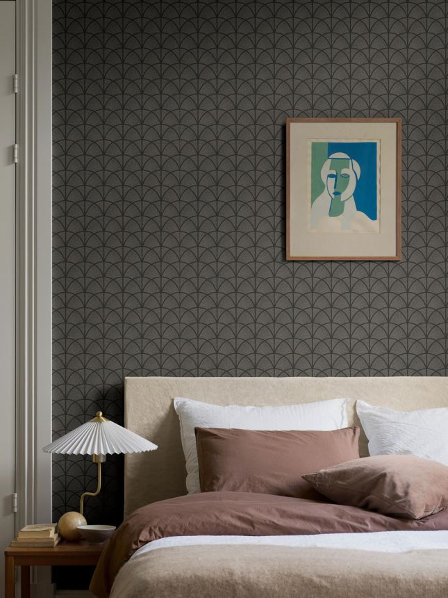 Tapeta, čierna, grafická, Art Deco, 7770, Adorn, Borastapeter