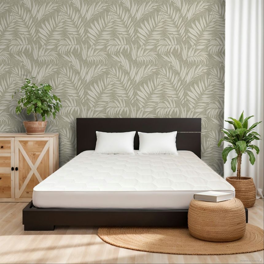 Tapeta, sivo-zelená, listy, 350555, Riviera Maison, Eijffinger