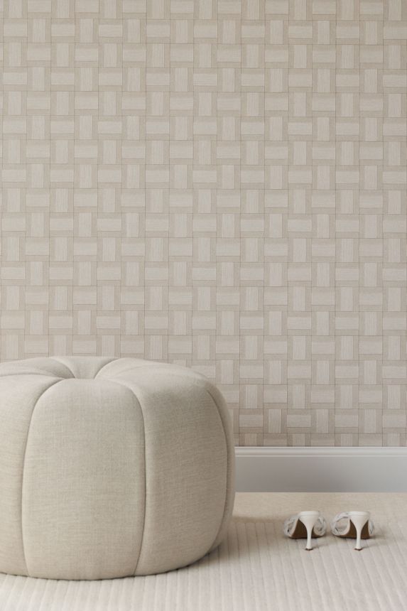 Tapeta, sivo-béžová, imitácia obloženia, 350561, Riviera Maison, Eijffinger