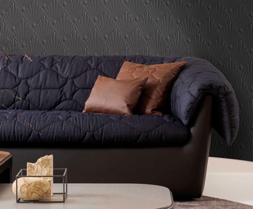 Tapeta luxusná, geometrická, vliesová, na stenu, sivo-čierna, Art deco, Z30324, Casa 8, Trussardi