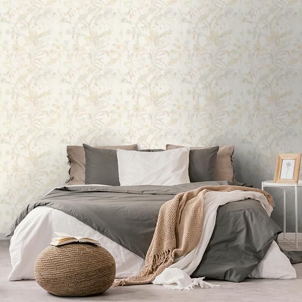 Tapeta luxusná, vliesová, na stenu, krémová, kvety, listy, Z30335, Casa 8, Trussardi
