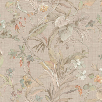 Tapeta luxusná, vliesová, na stenu, béžová, kvety, listy, Z30338, Casa 8, Trussardi