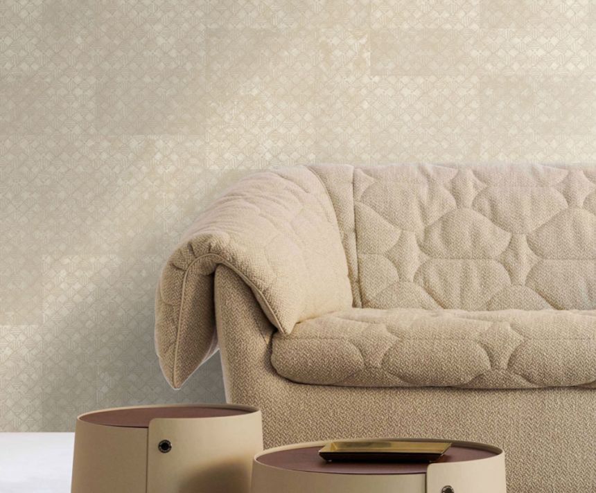 Tapeta luxusná, geometrická, vliesová, na stenu, béžovo-zlatá, Z30350, Casa 8, Trussardi