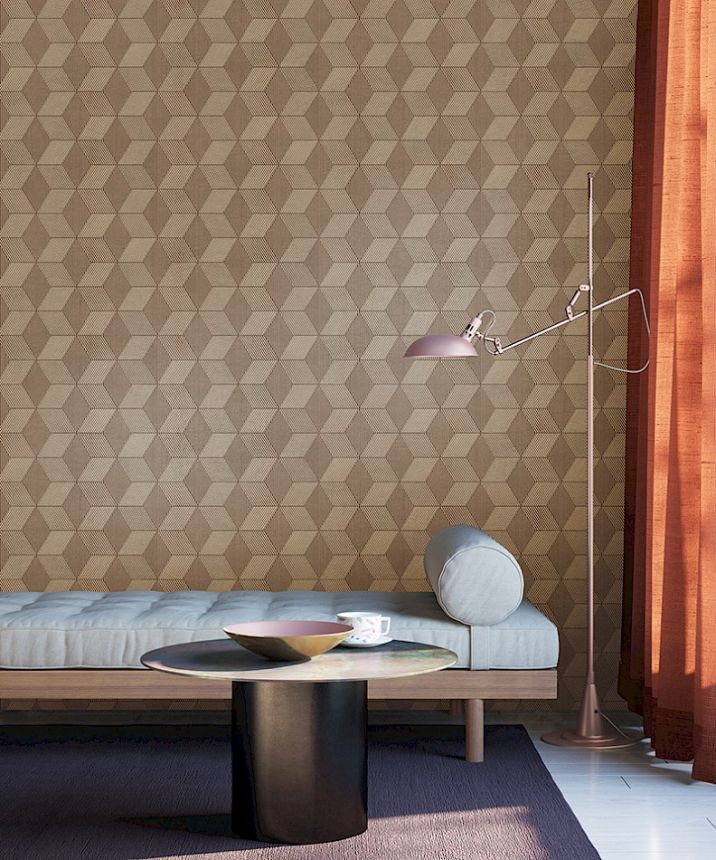 Tapeta na stenu, hnedo-zlatá, geometrický vzor, ORB503, The Texture Book, Masureel