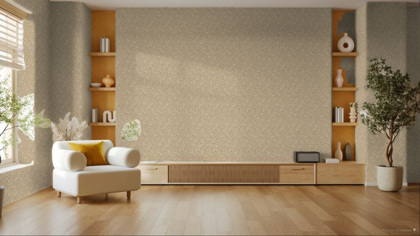 Tapeta, hnedá, kvety, ornamenty, 350652, Amber, Eijffinger