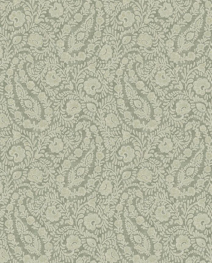 Tapeta, sivo-zelená, kvety, ornamenty, 350655, Amber, Eijffinger