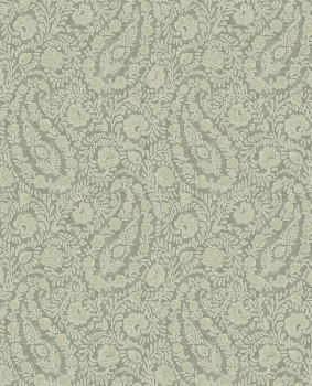 Tapeta, sivo-zelená, kvety, ornamenty, 350655, Amber, Eijffinger