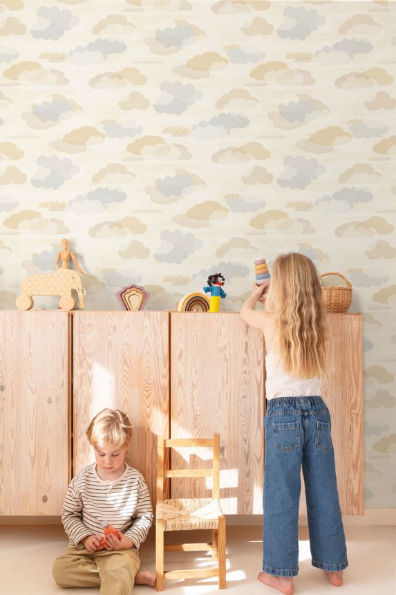 Detská tapeta, béžová, mráčiky, LD2019, Little Dreamers, Grandeco