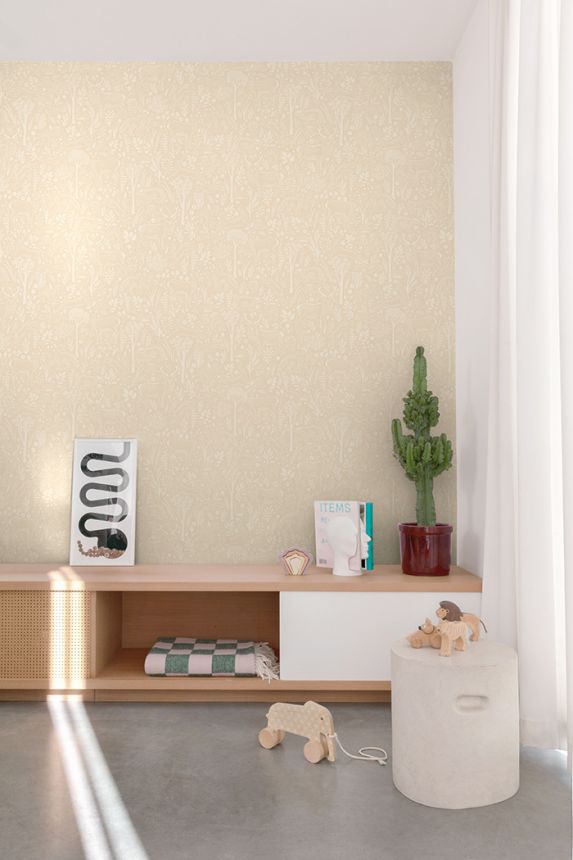 Tapeta, béžová, zvieratká v lese, LD3419, Little Dreamers, Grandeco