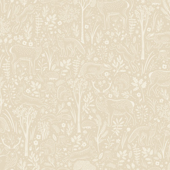 Tapeta, béžová, zvieratká v lese, LD3419, Little Dreamers, Grandeco