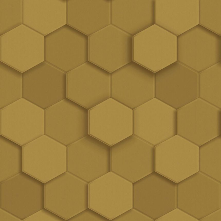 Tapeta, zlatá, hexagóny, 347971, 3D Reflections, Origin