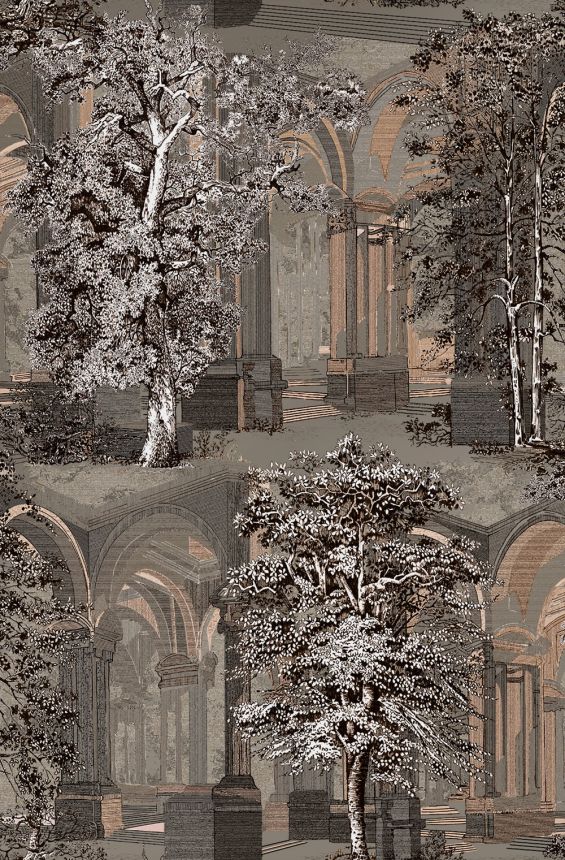 Tapeta, hnedo-sivá, stromy, podlubie, 129090, Arboretum, Graham Brown Premium