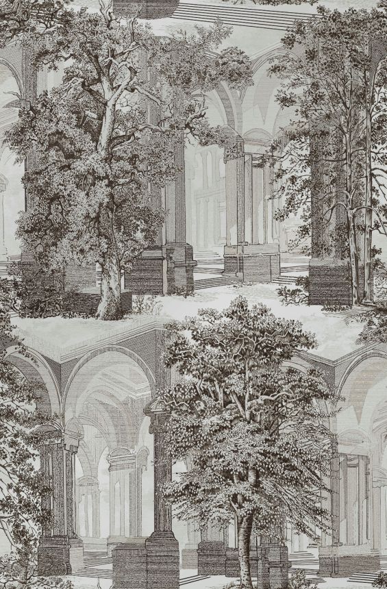 Tapeta, sivo-béžová, stromy, podlubie, 129091, Arboretum, Graham Brown Premium