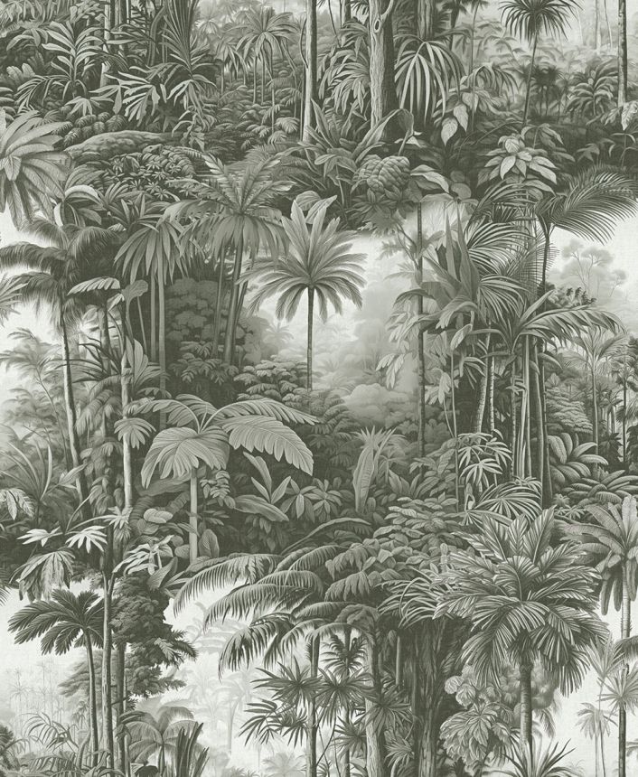 Tapeta, sivo-čierna, palmy, džungľa, 127916, Arboretum, Graham Brown Premium