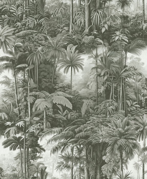 Tapeta, sivo-čierna, palmy, džungľa, 127916, Arboretum, Graham Brown Premium