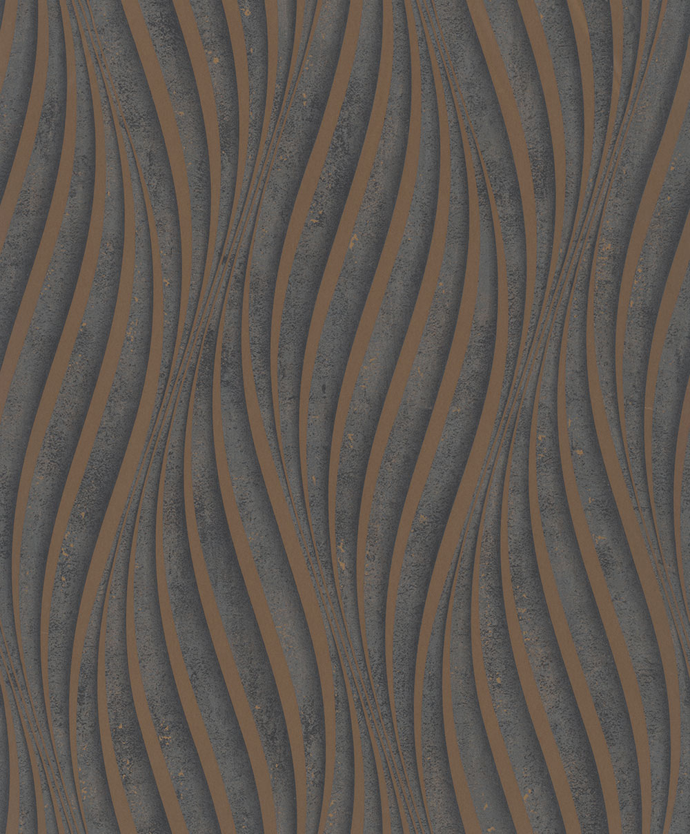 Tapeta, hnedo-bronzová, vlnky, 34263, City Glow, Marburg