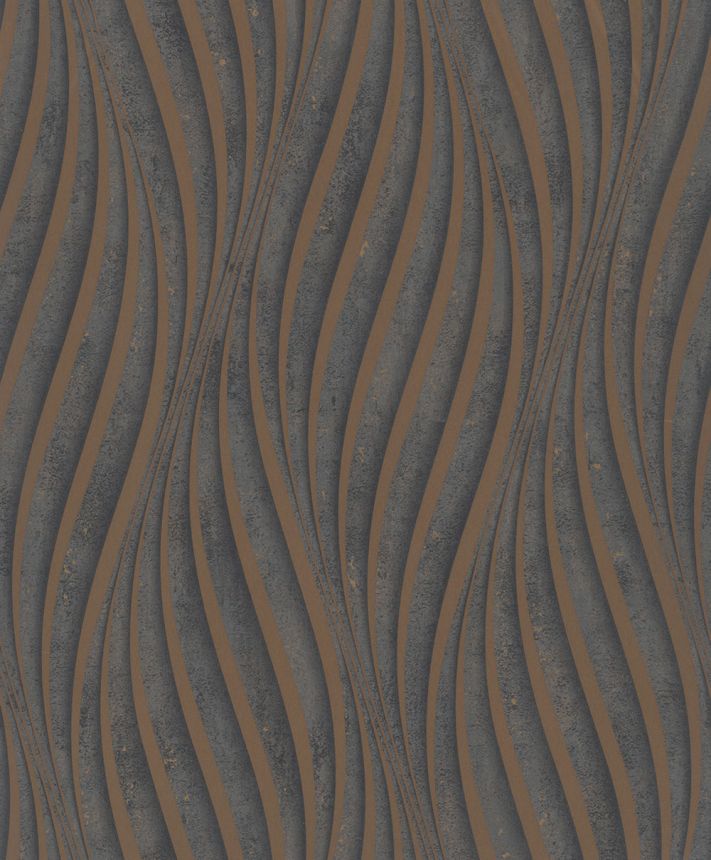 Tapeta, hnedo-bronzová, vlnky, 34263, City Glow, Marburg