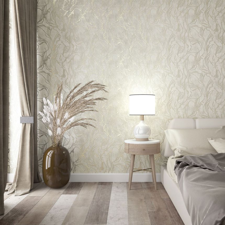 Tapeta, sivo-strieborná, abstraktný vzor, 34252, City Glow, Marburg