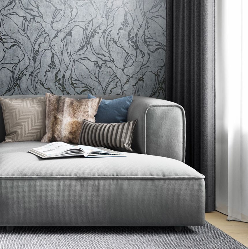 Tapeta, sivo-strieborná, abstraktný vzor, 34254, City Glow, Marburg