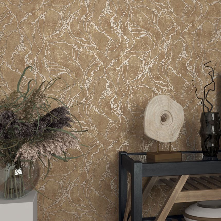 Tapeta, hnedo-zlatá, abstraktný vzor, 34255, City Glow, Marburg