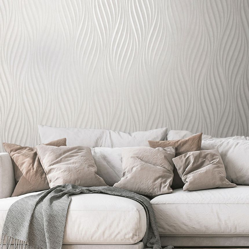 Tapeta, biela, vlnky, 34258, City Glow, Marburg