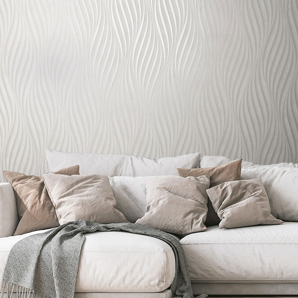 Tapeta, biela, vlnky, 34258, City Glow, Marburg