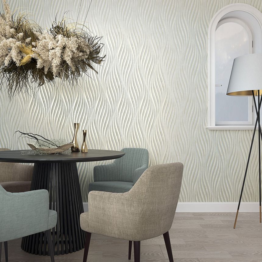 Tapeta, sivo-zelená, vlnky, 34260, City Glow, Marburg