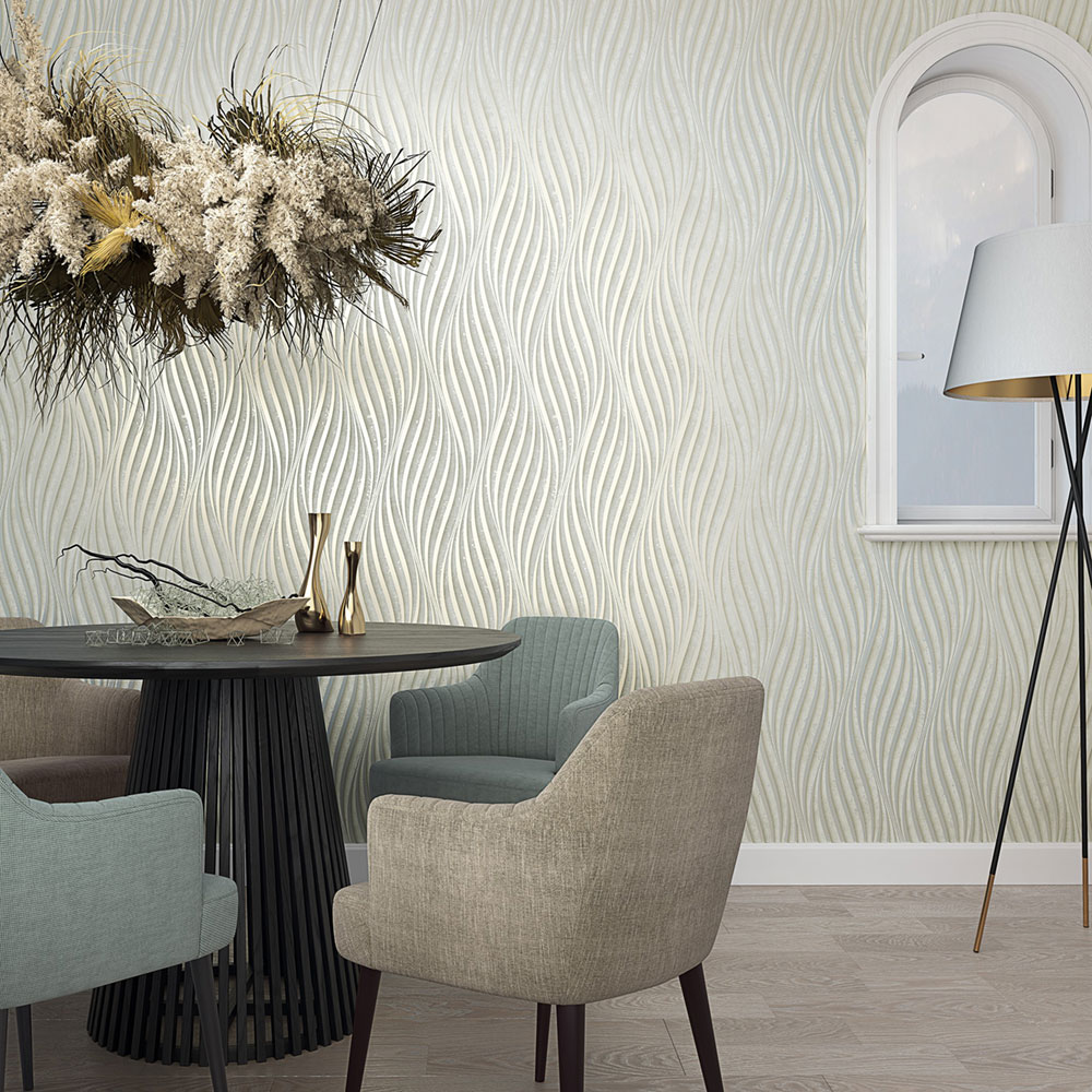 Tapeta, sivo-zelená, vlnky, 34260, City Glow, Marburg
