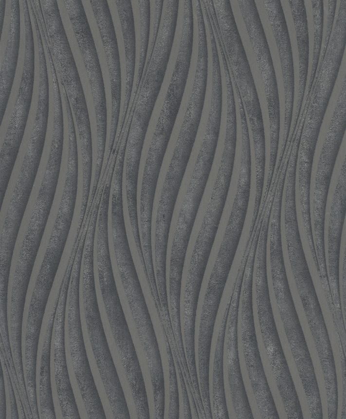 Tapeta, čierno-strieborná, vlnky, 34264, City Glow, Marburg