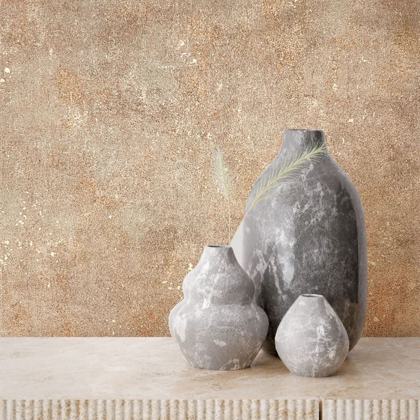 Tapeta, hnedo-zlatá, štuková omietka, 34269, City Glow, Marburg