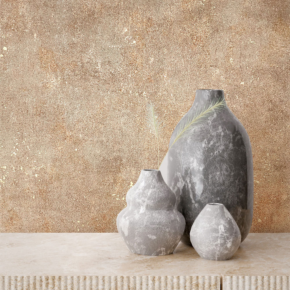 Tapeta, hnedo-zlatá, štuková omietka, 34269, City Glow, Marburg