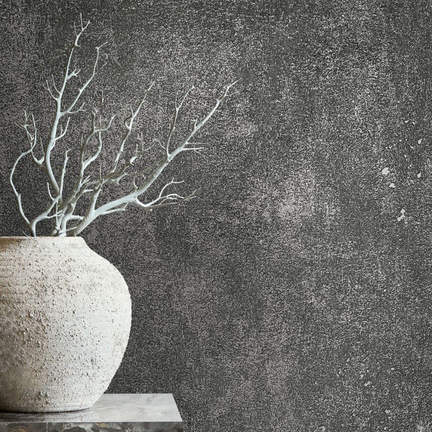 Tapeta, čierno-strieborná, štuková omietka, 34271, City Glow, Marburg