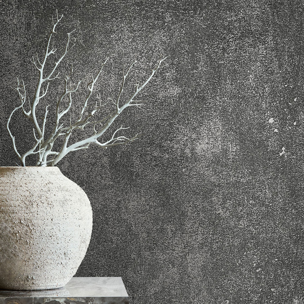 Tapeta, čierno-strieborná, štuková omietka, 34271, City Glow, Marburg