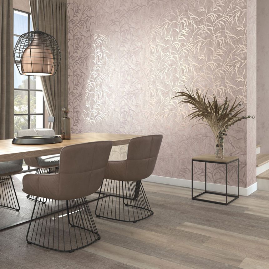 Tapeta, béžovo-ružová, listy, 34285, City Glow, Marburg