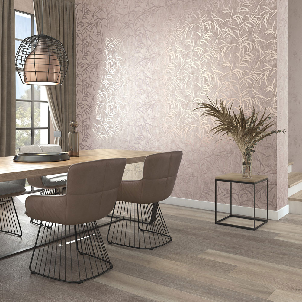 Tapeta, béžovo-ružová, listy, 34285, City Glow, Marburg