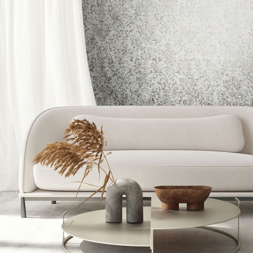 Tapeta, sivo-strieborná, zámocký vintage vzor, 34294, City Glow, Marburg